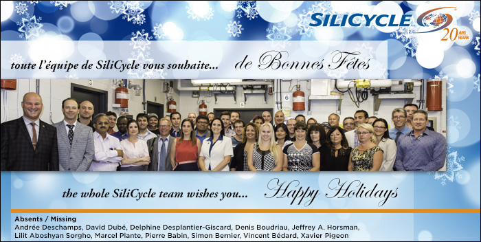 toute l'équipe de SiliCycle vous souhaite de bonnes fêtes // the whole SiliCycle team wishes you Happy Holidays